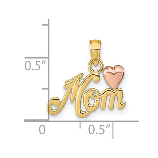 14k Yellow and Rose Gold Polished Mom w/ Heart Pendant