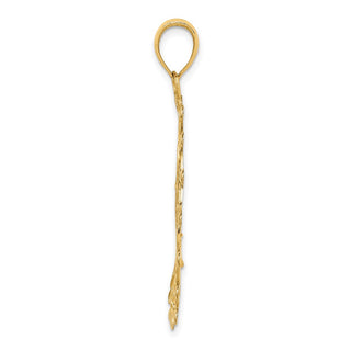 14k Yellow Gold White Rhodium Diamond-cut Filigree Pendant K1547