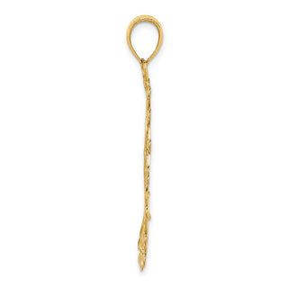 14k Yellow Gold White Rhodium Diamond-cut Filigree Pendant K1547