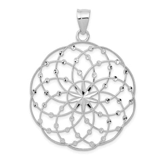 14k White Gold Diamond-cut Sphere Pendant