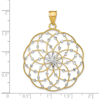 14k Yellow Gold Rhodium Diamond-cut Sphere Pendant