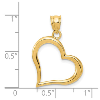 14k Yellow Gold Polished Dangling Heart Pendant