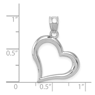 14K White Gold Polished Open Heart Pendant