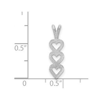 14K White Gold Triple Heart Pendant