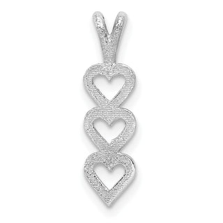 14K White Gold Triple Heart Pendant