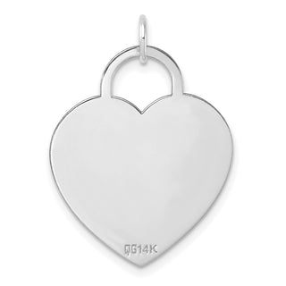 14k White Gold Heart Disc Charm K167