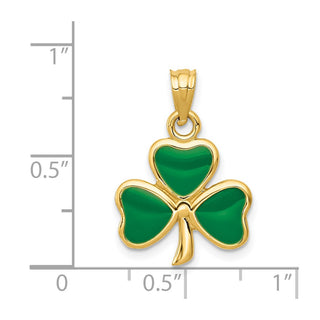 14k Yellow Gold Enameled 3 Leaf Clover Pendant