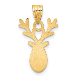 14k Yellow Gold Enameled Reindeer Pendant
