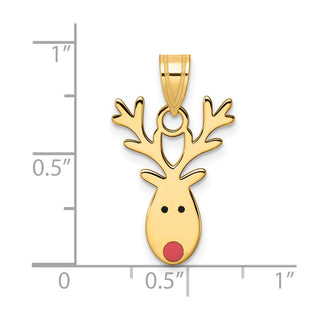 14k Yellow Gold Enameled Reindeer Pendant