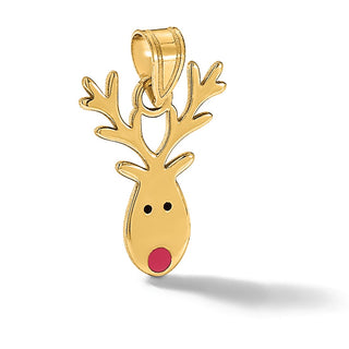 14k Yellow Gold Enameled Reindeer Pendant