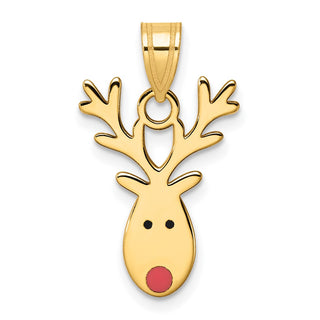 14k Yellow Gold Enameled Reindeer Pendant