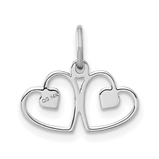 14K White Gold Polished Double Heart Charm