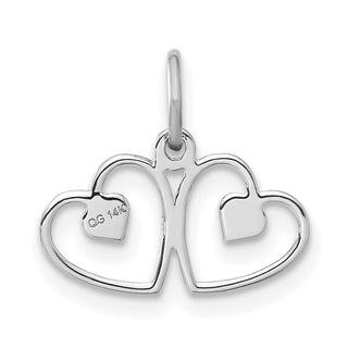 14K White Gold Polished Double Heart Charm