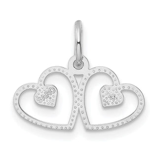 14K White Gold Polished Double Heart Charm