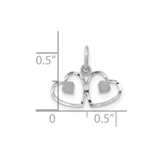14K White Gold Polished Double Heart Charm