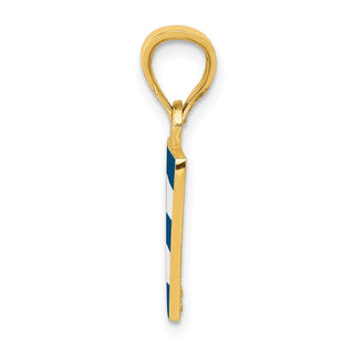 14k Yellow Gold Enameled Cuba Flag Pendant