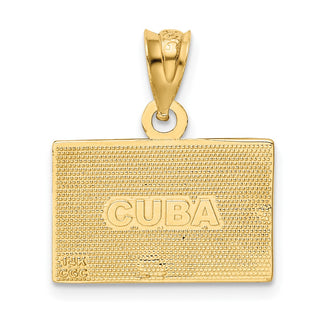 14k Yellow Gold Enameled Cuba Flag Pendant