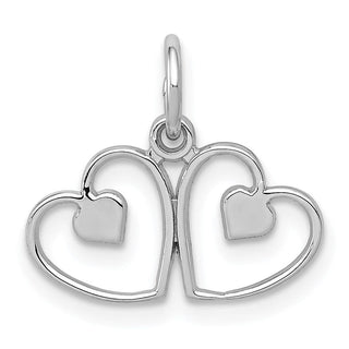 14K White Gold Polished Double Heart Charm