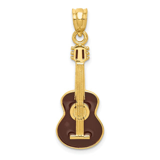 14k Yellow Gold Enameled Guitar Pendant