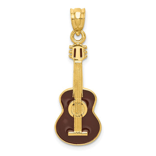 14k Yellow Gold Enameled Guitar Pendant