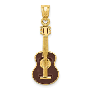 14k Yellow Gold Enameled Guitar Pendant