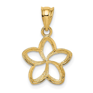 14k Yellow Gold Polished Small Cut-out Plumeria Pendant