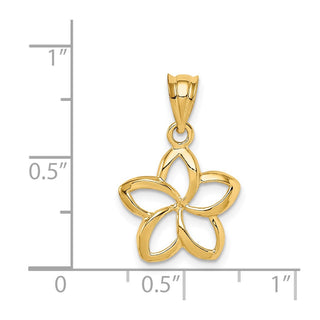 14k Yellow Gold Polished Small Cut-out Plumeria Pendant