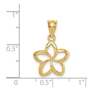 14k Yellow Gold Polished Small Cut-out Plumeria Pendant