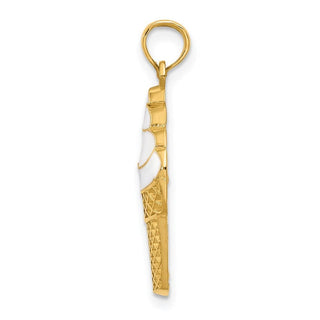14k Yellow Gold Enameled Vanilla Ice Cream Cone Pendant