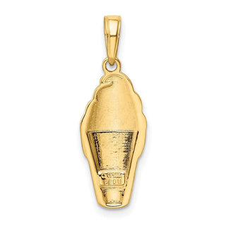 14k Yellow Gold Enameled Vanilla Ice Cream Cone Pendant