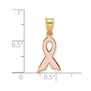 14k Yellow Gold Small Enameled Awareness Ribbon Pendant