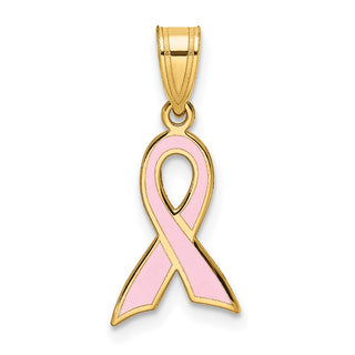 14k Yellow Gold Small Enameled Awareness Ribbon Pendant