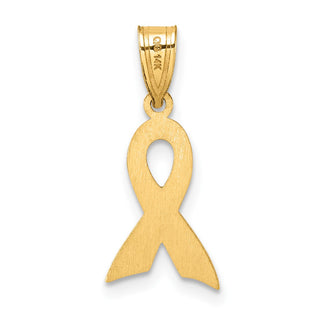 14k Yellow Gold Small Yellow Enameled Awareness Ribbon Pendant