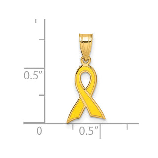 14k Yellow Gold Small Yellow Enameled Awareness Ribbon Pendant