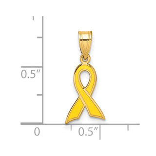 14k Yellow Gold Small Yellow Enameled Awareness Ribbon Charm