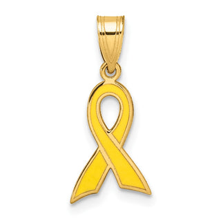 14k Yellow Gold Small Yellow Enameled Awareness Ribbon Pendant