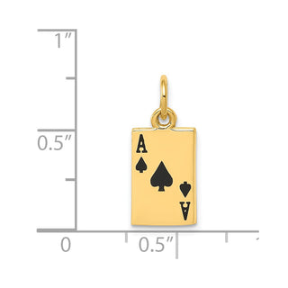 14k Yellow Gold Enameled Ace Of Spades Card Charm
