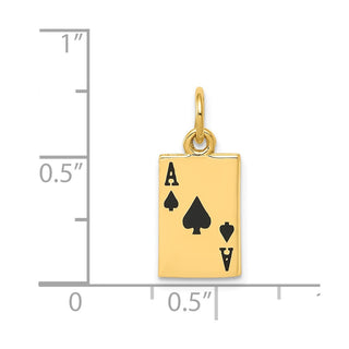 14k Yellow Gold Enameled Ace Of Spades Card Charm