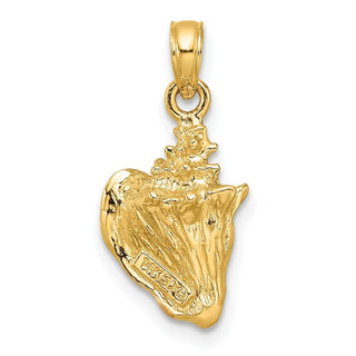 14k Yellow Gold Enameled 3-D Conch Shell Pendant