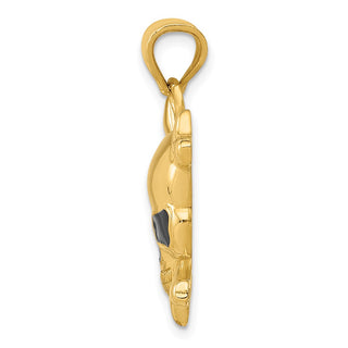 14k Yellow Gold Enameled Skull Pendant