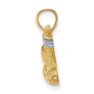 14k Yellow Gold And Rhodium Golf Club And Ball Pendant