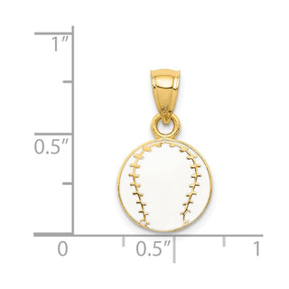 14k Yellow Gold Enameled Baseball Pendant
