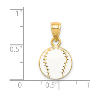 14k Yellow Gold Enameled Baseball Pendant