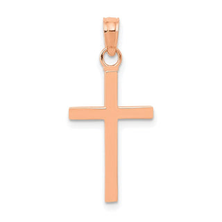 14k Rose Gold Polished Cross Pendant
