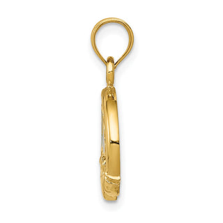 14k Yellow Gold Enameled Claddagh Pendant