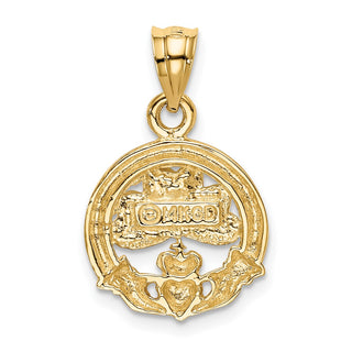 14k Yellow Gold Enameled Claddagh Pendant