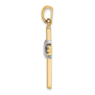 14k Gold With Rhodium-Plating Passion Cross Pendant