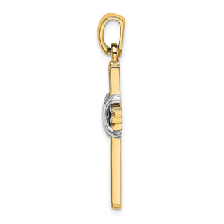 14k Gold With Rhodium-Plating Passion Cross Pendant