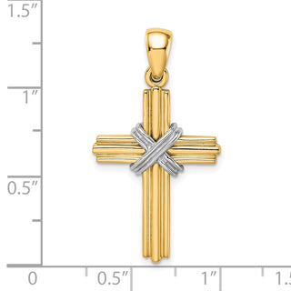 14k Gold With Rhodium-Plating Passion Cross Pendant