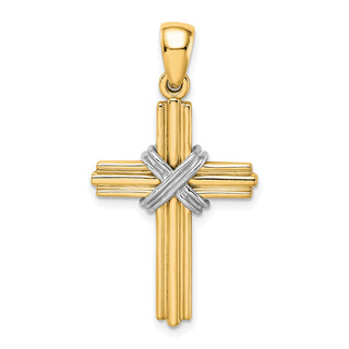 14k Gold With Rhodium-Plating Passion Cross Pendant